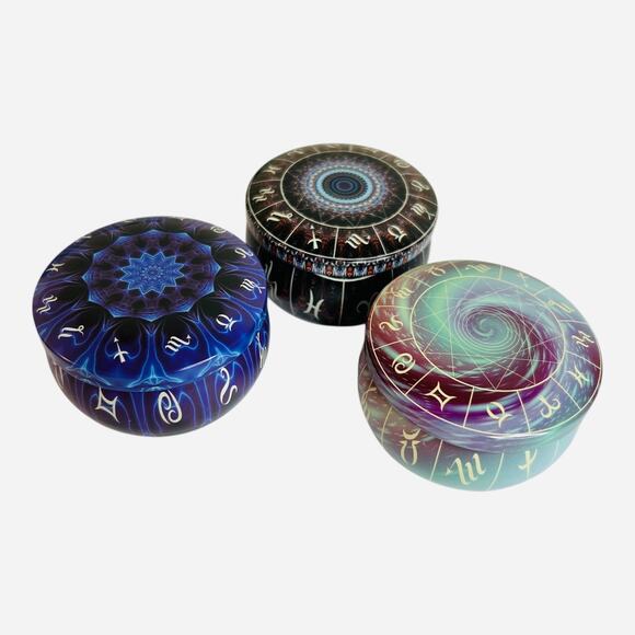 Astrology Design Zodiac Signs Metal Tins Gift Tin Trinket Box Set of Three - Picture 4 of 6